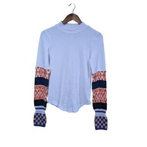 Free People Top Womens Large Purple LS Thermal Boho